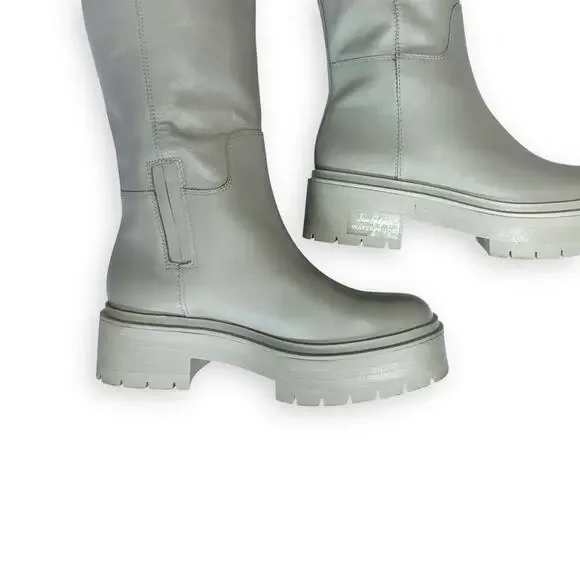 Sam Edelman Anthropologie Women's Larina Tall Boots Size 6.5 Light Grey Lug Sole - Picture 7 of 12